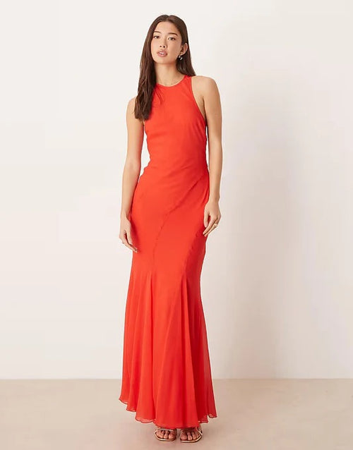 long orange dress